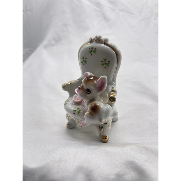 Vintage porcelain puppy on chair figurine - Picture 7 of 9